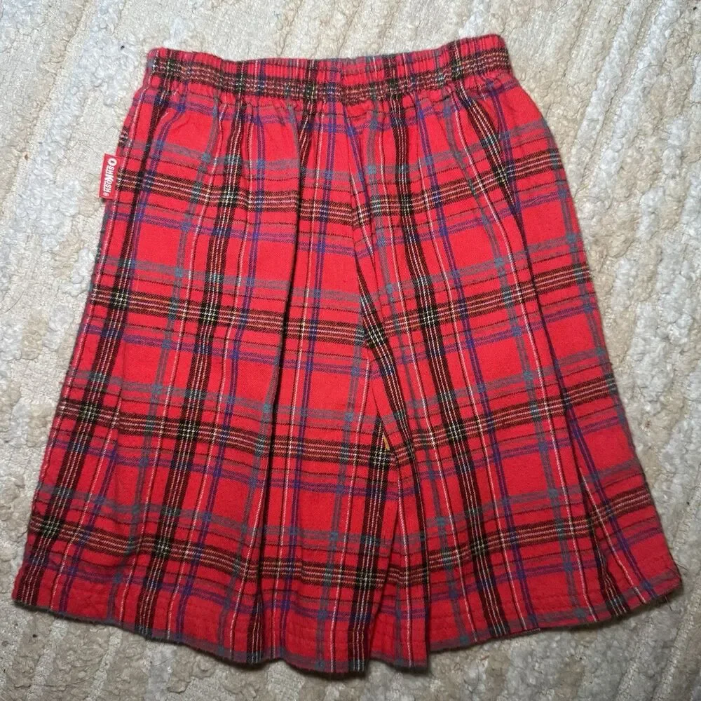 VTG 90s OshKosh Bgosh Girls 3pc Holiday Set Velvet Vest Plaid Skort Blouse 6X